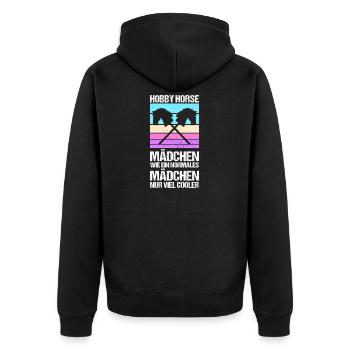 Steckenpferd Hobbyhorse Hobby Horsing - Unisex Premium Bio Zip Hoodie - Schwarz - Hinten - Nico (187cm)