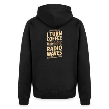 Tee des ondes radio à la caféine - Veste à capuche bio Premium Unisexe - noir - Dos - Nico (187cm)