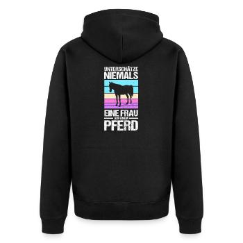 Reiten Pferdeliebhaber Reiterhof Pferde - Unisex Premium Bio Zip Hoodie - Schwarz - Hinten - Nico (187cm)