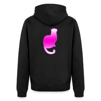 Cat - Unisex Premium Organic Zip Hoodie - black - Back - Nico (187cm)
