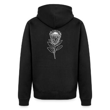 Art en ligne Protea sur tissu - Veste à capuche bio Premium Unisexe - noir - Dos - Nico (187cm)