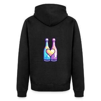 Bottle Couple Party Love Heart Valentine's Day - Unisex Premium Organic Zip Hoodie - black - Back - Nico (187cm)