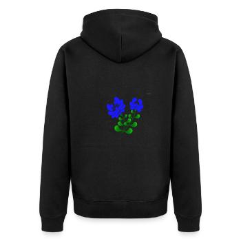 Blue folk art motive #4 - Unisex Premium Organic Zip Hoodie - black - Back - Nico (187cm)
