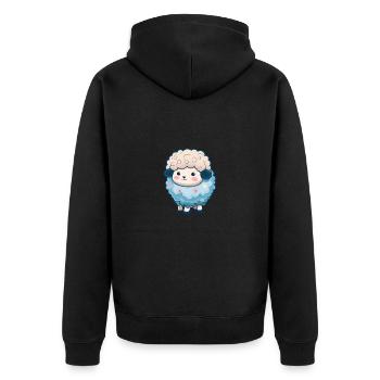 Total niedliches Schaf - Unisex Premium Bio Zip Hoodie - Schwarz - Hinten - Nico (187cm)