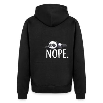 Nope Panda Pandabär Kawaii Bär Chill Schlafen - Unisex Premium Bio Zip Hoodie - Schwarz - Hinten - Nico (187cm)