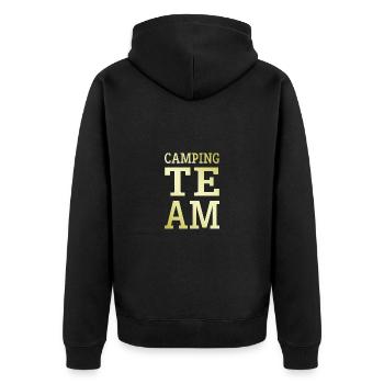 Camping Team - Unisex Premium Bio Zip Hoodie - Schwarz - Hinten - Nico (187cm)