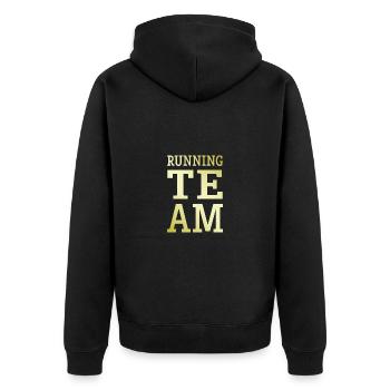 Running Team - Unisex Premium Bio Zip Hoodie - Schwarz - Hinten - Nico (187cm)