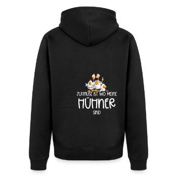 Zuhause Ist Wo Meine Hühner Sind Huhn Liebhaber - Unisex Premium Bio Zip Hoodie - Schwarz - Hinten - Nico (187cm)
