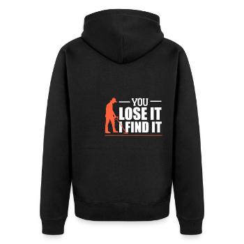 Schatzsuche Metalldetektor Geocaching Schatz - Unisex Premium Bio Zip Hoodie - Schwarz - Hinten - Nico (187cm)