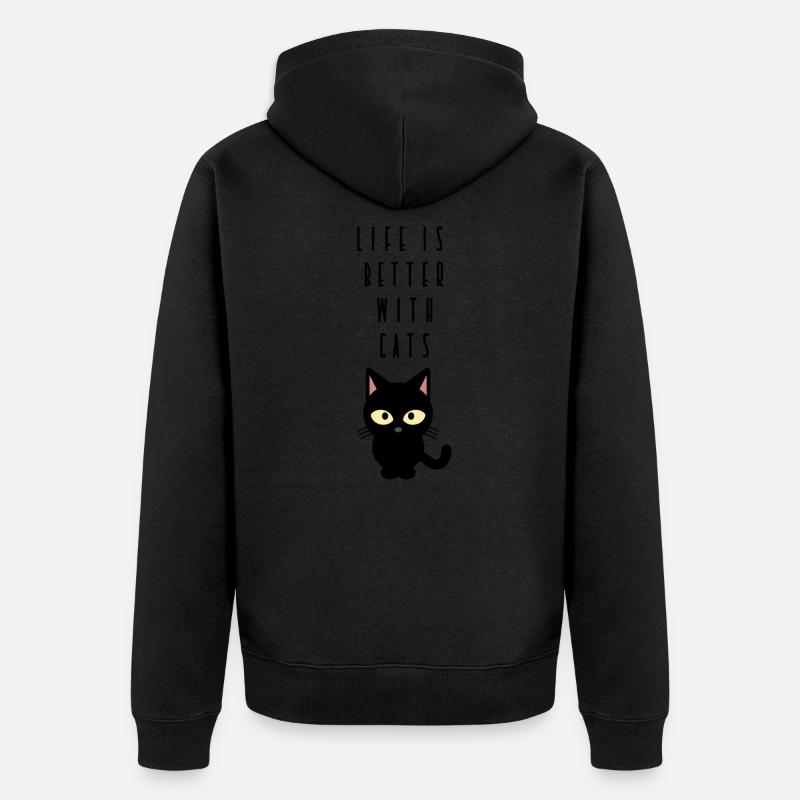 chat - Veste à capuche bio Premium Unisexe - noir