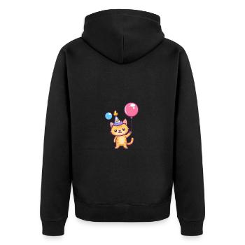 Cat Birthday Comic - Unisex Premium Organic Zip Hoodie - black - Back - Nico (187cm)