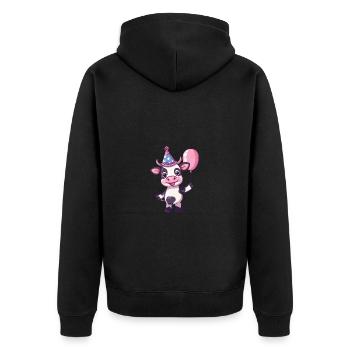 Kuh Geburtstag Comic - Unisex Premium Bio Zip Hoodie - Schwarz - Hinten - Nico (187cm)