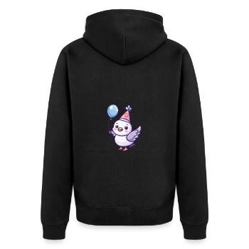 Taube Vogel Geburtstag Comic - Unisex Premium Bio Zip Hoodie - Schwarz - Hinten - Nico (187cm)