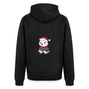 Eisbär Weihnachten Comic - Unisex Premium Bio Zip Hoodie - Schwarz - Hinten - Nico (187cm)