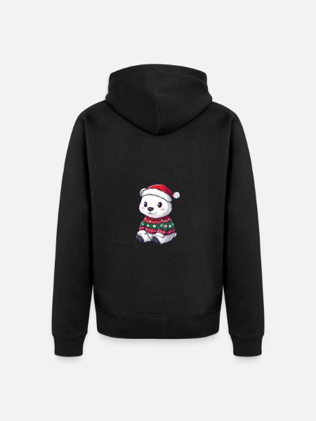 Polar Bear Christmas Comic - Unisex Premium Organic Zip Hoodie - black