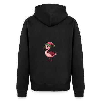 Flamingo Weihnachten Comic - Unisex Premium Bio Zip Hoodie - Schwarz - Hinten - Nico (187cm)