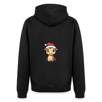 Kamel Weihnachten Niedlich - Unisex Premium Bio Zip Hoodie - Schwarz - Hinten - Nico (187cm)