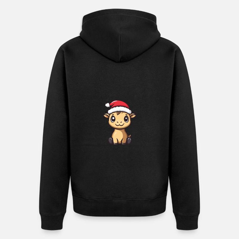 Kamel Weihnachten Niedlich - Unisex Premium Bio Zip Hoodie - Schwarz