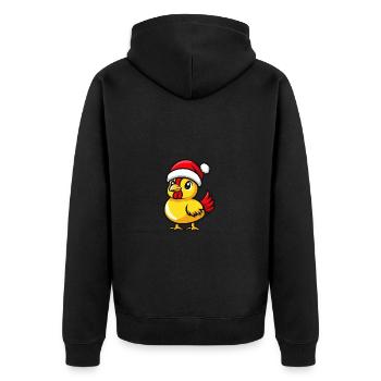 Hahn Weihnachten Niedlich - Unisex Premium Bio Zip Hoodie - Schwarz - Hinten - Nico (187cm)