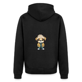 Boxer Hund Stylisch - Unisex Premium Bio Zip Hoodie - Schwarz - Hinten - Nico (187cm)