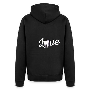 Zahnhygieniker Zahnarzt Zähne Mundhygiene - Unisex Premium Bio Zip Hoodie - Schwarz - Hinten - Nico (187cm)