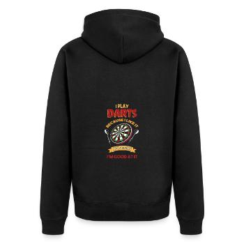 Dart Dartboard Dartpfeil - Unisex Premium Organic Zip Hoodie - black - Back - Nico (187cm)