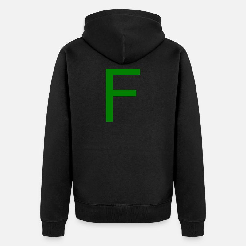 F alphabet lettre verte - Veste à capuche bio Premium Unisexe - noir