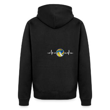 Volleyball Heartbeat Volleyball-Team Trainer - Unisex Premium Bio Zip Hoodie - Schwarz - Hinten - Nico (187cm)