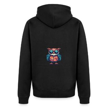 Eule Comic Urlaub - Unisex Premium Bio Zip Hoodie - Schwarz - Hinten - Nico (187cm)