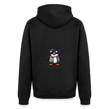 Penguin Comic Vacation - Unisex Premium Organic Zip Hoodie - black - Back - Nico (187cm)