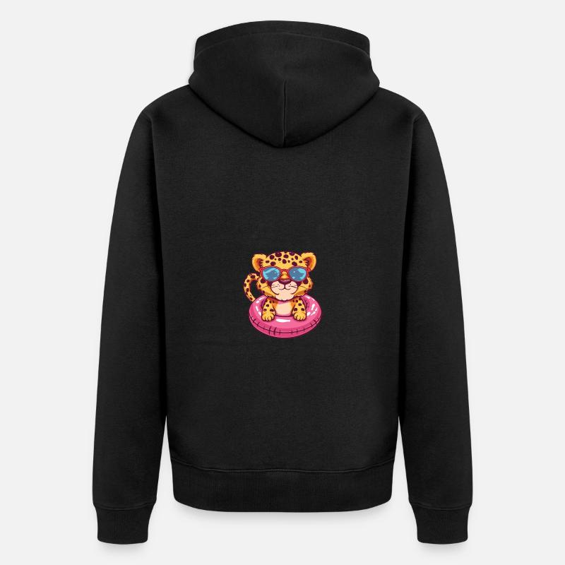 Léopard Bande dessinée Cool - Veste à capuche bio Premium Unisexe - noir