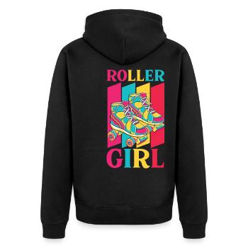 Roller Girl 70s 80s Retro Rollschuhlaufen - Unisex Premium Bio Zip Hoodie - Schwarz - Hinten - Nico (187cm)