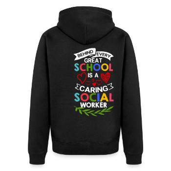Milieu scolaire Travail social École Bureau du travail social Social - Veste à capuche bio Premium Unisexe - noir - Dos - Nico (187cm)