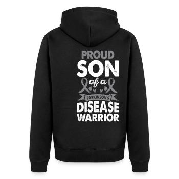 Son of Parkinson's Disease Warrior Consciousness - Unisex Premium Organic Zip Hoodie - black - Back - Nico (187cm)