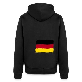 Deutschland Farben schwarz rot gold - Unisex Premium Bio Zip Hoodie - Schwarz - Hinten - Nico (187cm)
