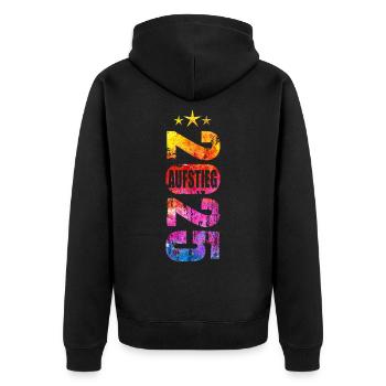 Aufsteiger 2025 Aufstiegstrikot Aufstieg 25 - Unisex Premium Bio Zip Hoodie - Schwarz - Hinten - Nico (187cm)