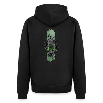 Emerald-Eyed Jaguar - Unisex Premium Organic Zip Hoodie - black - Back - Nico (187cm)