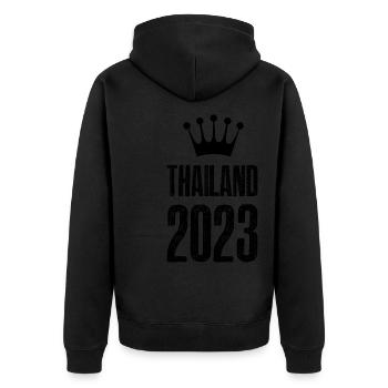 Thailand 2023 Krona - Unisex Premium Organic Zip Hoodie - black - Back - Nico (187cm)