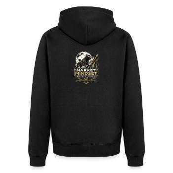 Börse Finanzen Bank Investment Trading  - Unisex Premium Bio Zip Hoodie - Schwarz - Hinten - Nico (187cm)
