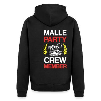 Malle Party Crew - Unisex Premium Bio Zip Hoodie - Schwarz - Hinten - Nico (187cm)