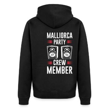 Mallorca Party Crew - Unisex Premium Bio Zip Hoodie - Schwarz - Hinten - Nico (187cm)