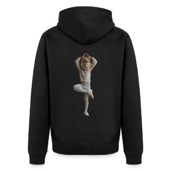 Löwe - Unisex Premium Bio Zip Hoodie - Schwarz - Hinten - Nico (187cm)