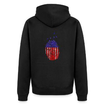 USA Fingerprint - Unisex Premium Organic Zip Hoodie - black - Back - Nico (187cm)