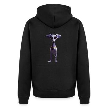 Italienisches Windspiel Hund - Unisex Premium Bio Zip Hoodie - Schwarz - Hinten - Nico (187cm)