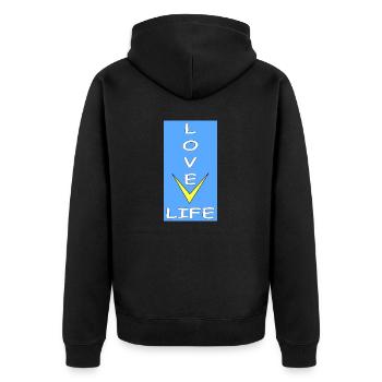 Love life - Unisex Premium Organic Zip Hoodie - black - Back - Nico (187cm)