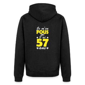 j ai 57 ans / cadeau humour anniversaire 57 ans - Veste à capuche bio Premium Unisexe - noir - Dos - Nico (187cm)