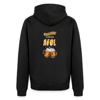 BEER - Unisex Premium Bio Zip Hoodie - Schwarz - Hinten - Nico (187cm)