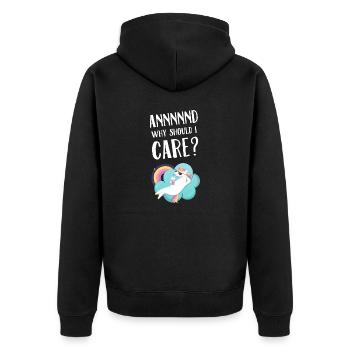 Annnnnd Pourquoi devrais-je m’intéresser à la licorne - Veste à capuche bio Premium Unisexe - noir - Dos - Nico (187cm)