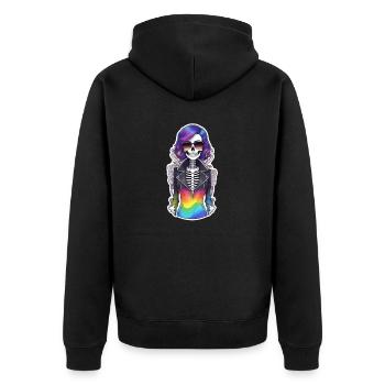 Halloween - Rock & Regenbogen - Unisex Premium Bio Zip Hoodie - Schwarz - Hinten - Nico (187cm)