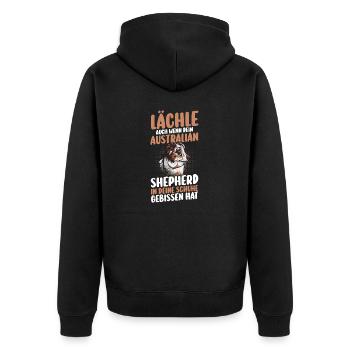 Australian Shepherd Hund Aussie - Unisex Premium Bio Zip Hoodie - Schwarz - Hinten - Nico (187cm)